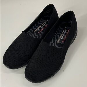 Skechers Classic Fit Memory Foam Black Knit Slip-Ons Size 8.5